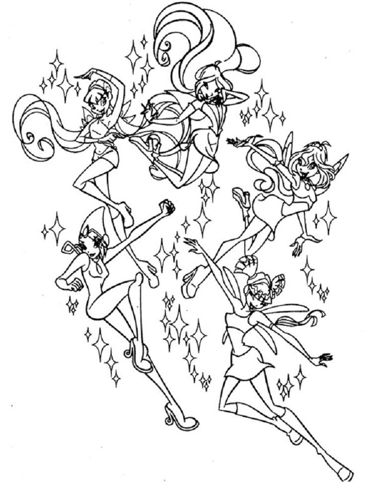 coloriage les winx font des etincelles